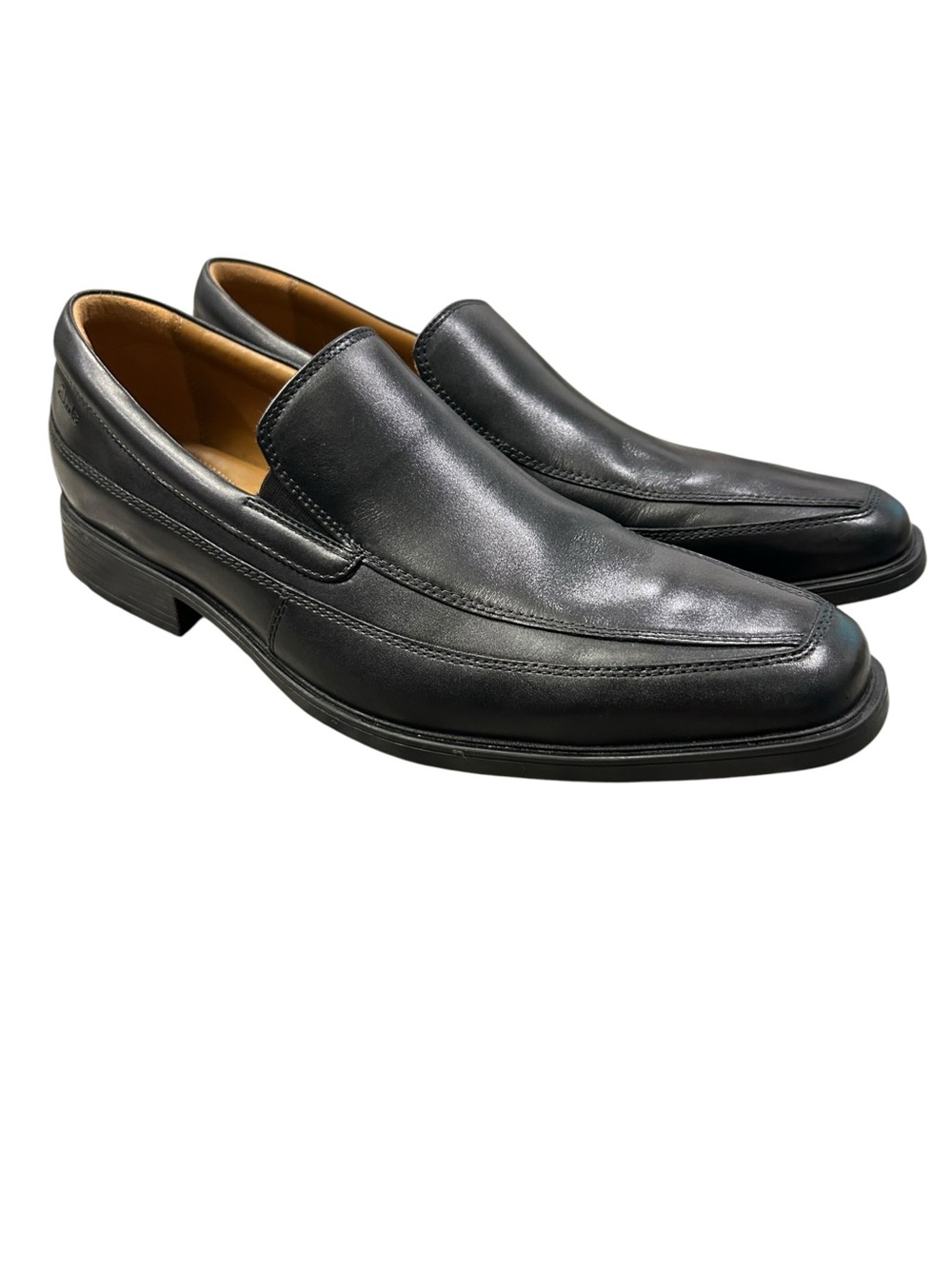 Clarks Tilden Free Black Leather Slip-On Men’s Dress Loafers 12 M Business